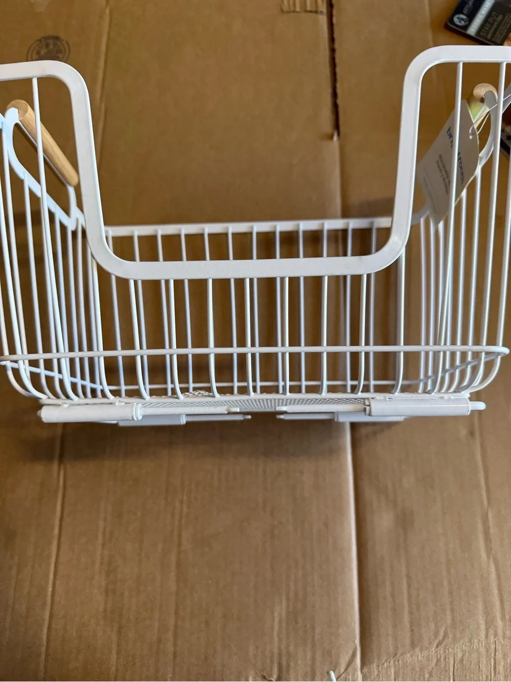 Metal Stackable Wire Pantry Basket with Rubber Wood Handle - Brightroom